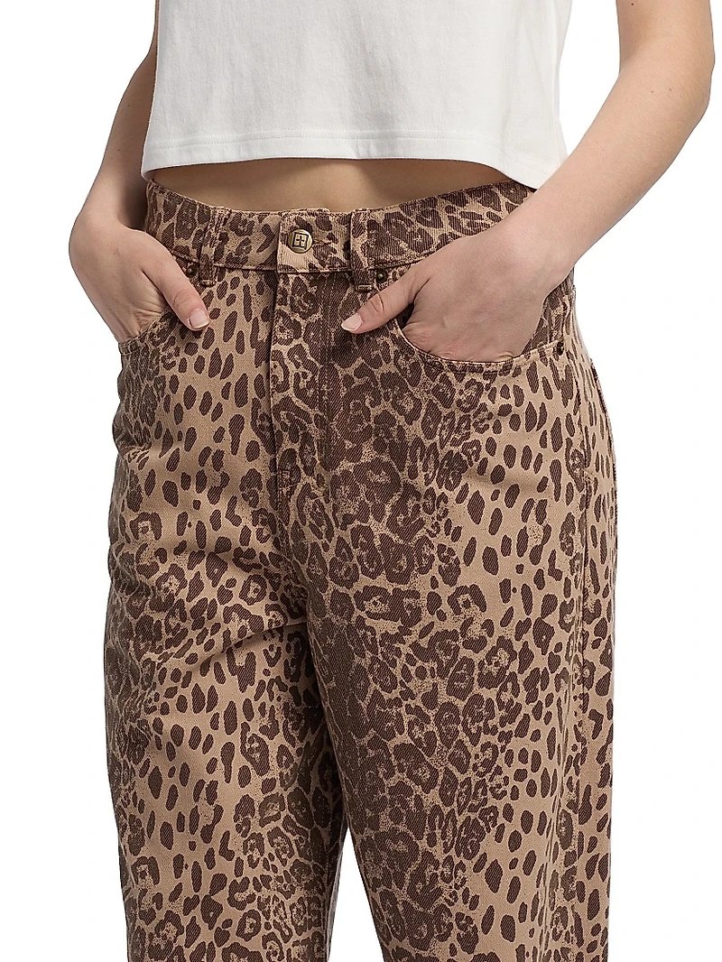 Leopard-Print Baggy Jeans