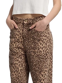 Leopard-Print Baggy Jeans