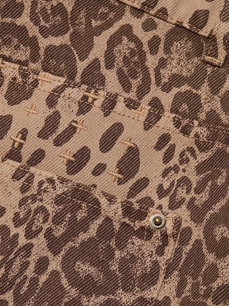 Leopard-Print Baggy Jeans