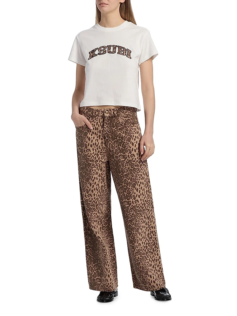 Leopard-Print Baggy Jeans