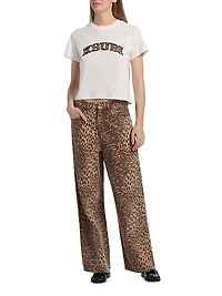 Leopard-Print Baggy Jeans