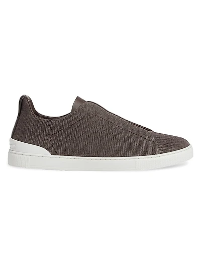 Cotton Linen and Leather Triple Stitch Sneakers