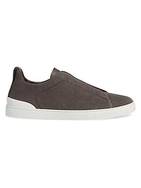 Cotton Linen and Leather Triple Stitch Sneakers