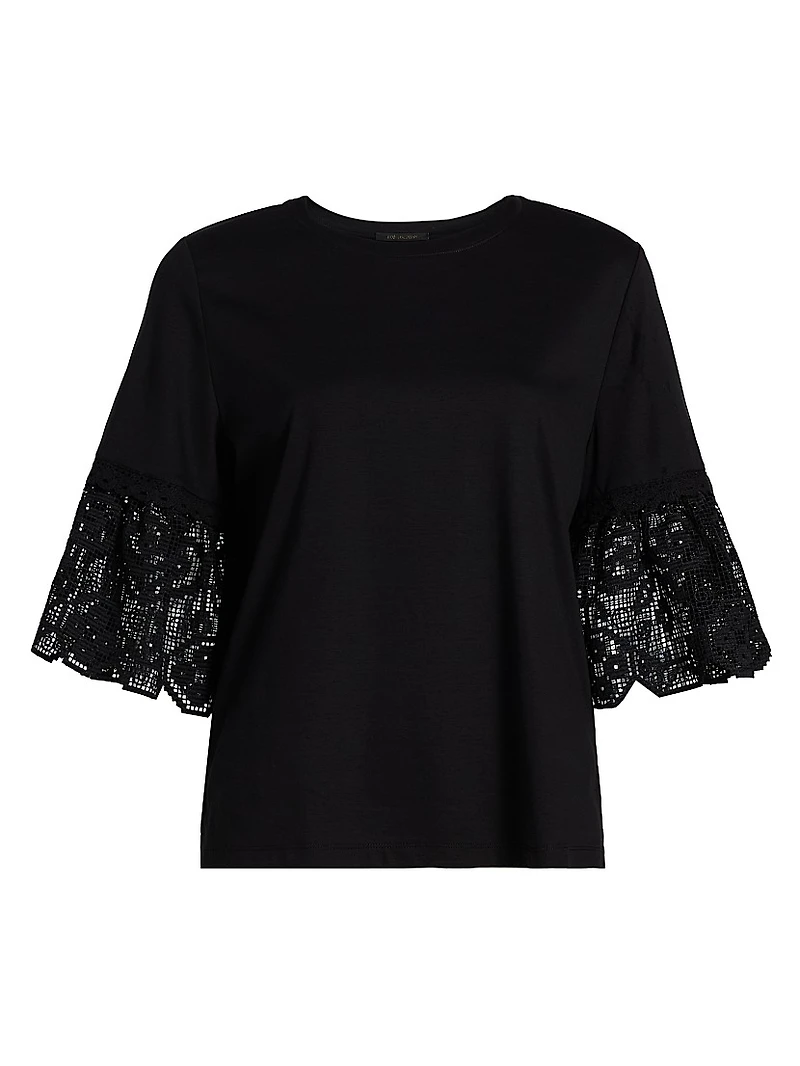 Amanda Lace-Trimmed Cotton T-Shirt