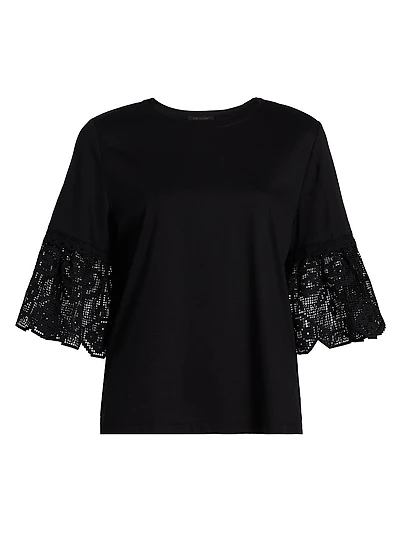 Amanda Lace-Trimmed Cotton T-Shirt