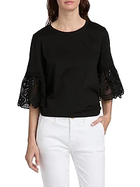 Amanda Lace-Trimmed Cotton T-Shirt