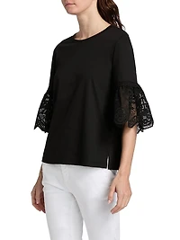 Amanda Lace-Trimmed Cotton T-Shirt