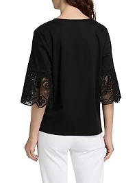 Amanda Lace-Trimmed Cotton T-Shirt