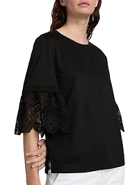 Amanda Lace-Trimmed Cotton T-Shirt