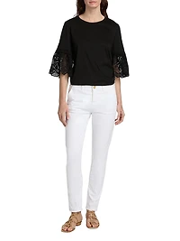 Amanda Lace-Trimmed Cotton T-Shirt