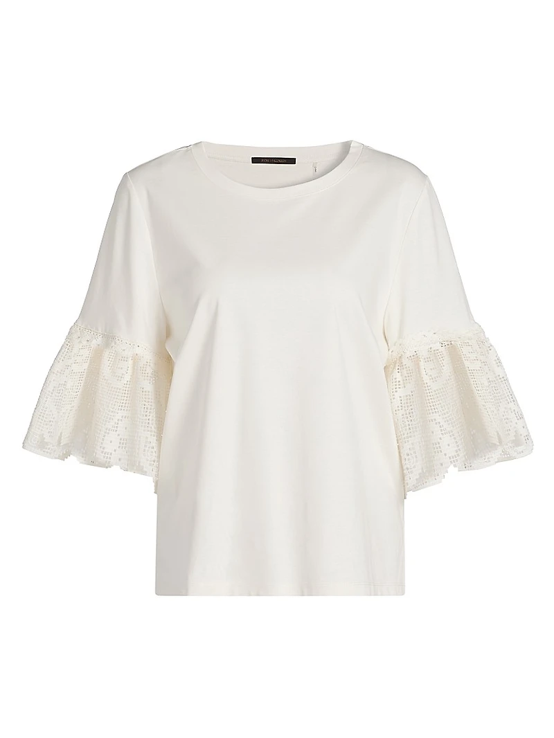 Amanda Lace-Trimmed Cotton T-Shirt