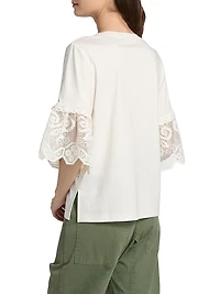 Amanda Lace-Trimmed Cotton T-Shirt