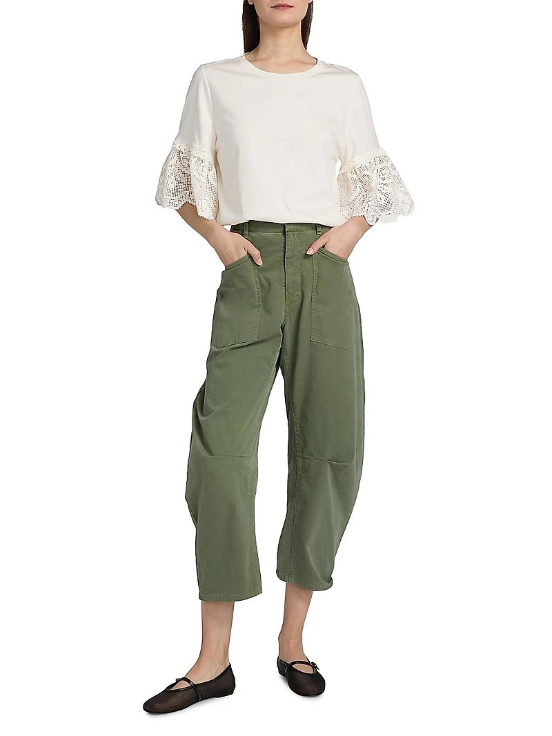 Amanda Lace-Trimmed Cotton T-Shirt