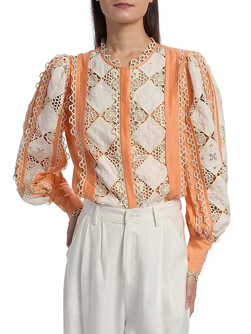 Novi Cotton-Silk Embroidered Blouse