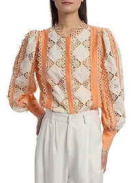 Novi Cotton-Silk Embroidered Blouse