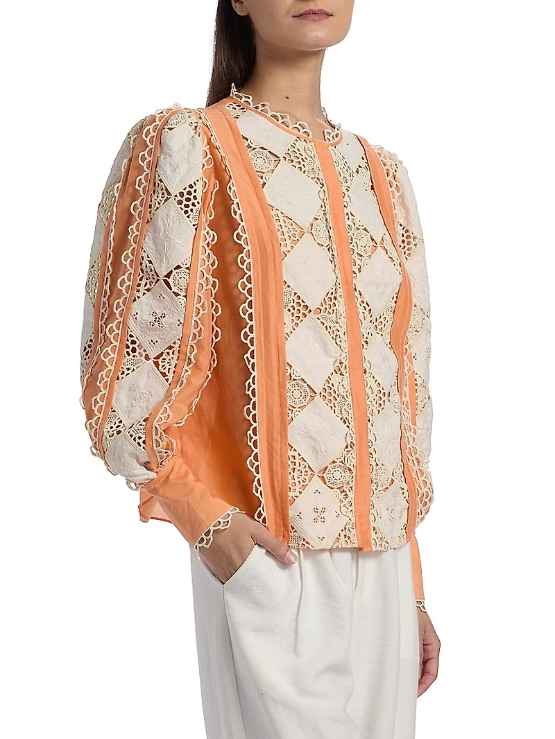 Novi Cotton-Silk Embroidered Blouse