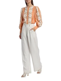 Novi Cotton-Silk Embroidered Blouse