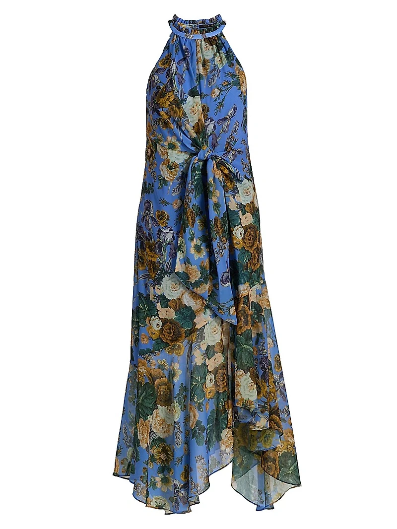 Emery Floral Tie-Front Midi-Dress