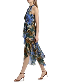 Emery Floral Tie-Front Midi-Dress