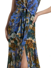 Emery Floral Tie-Front Midi-Dress