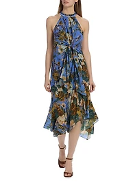 Emery Floral Tie-Front Midi-Dress