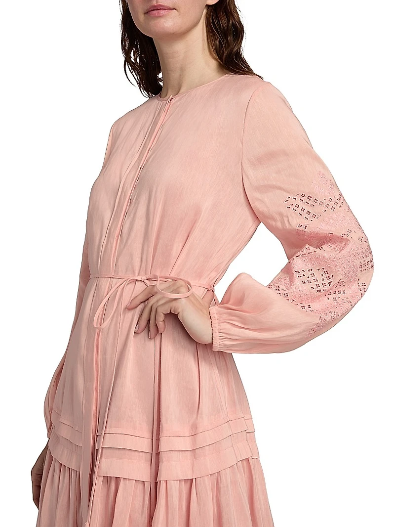 Carrie Linen-Silk Midi-Dress