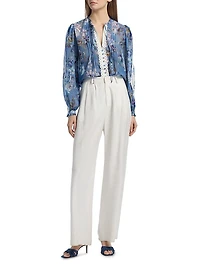 Ingrid Floral Lace-Trim Blouse