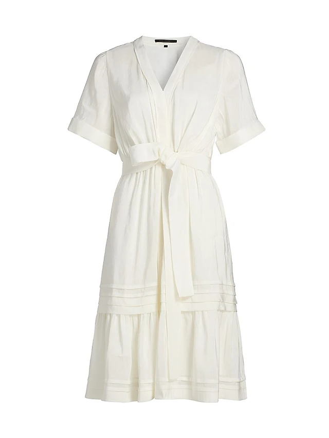 Lovaan Val Sleeveless Ruched Linen-Silk Dress | The Summit