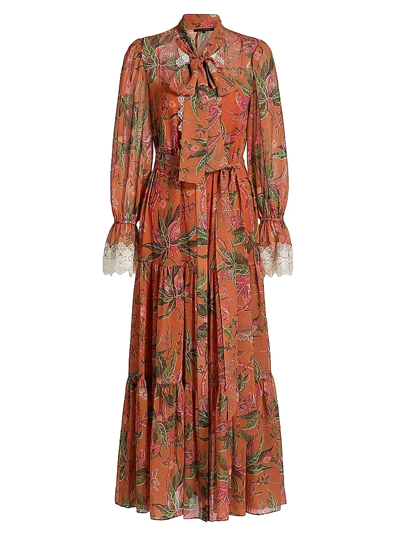 Payne Long-Sleeve Tiered Maxi Dress