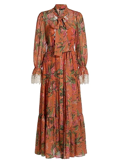 Payne Long-Sleeve Tiered Maxi Dress