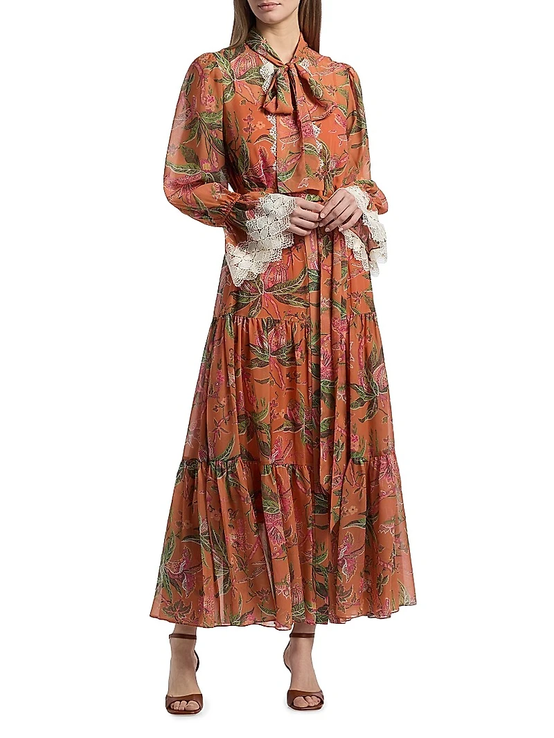 Payne Long-Sleeve Tiered Maxi Dress