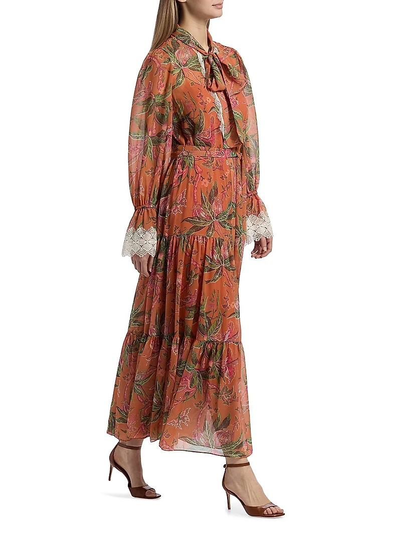 Payne Long-Sleeve Tiered Maxi Dress