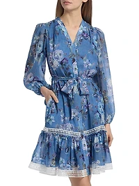 Elisa Floral Tie-Waist Minidress