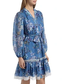 Elisa Floral Tie-Waist Minidress