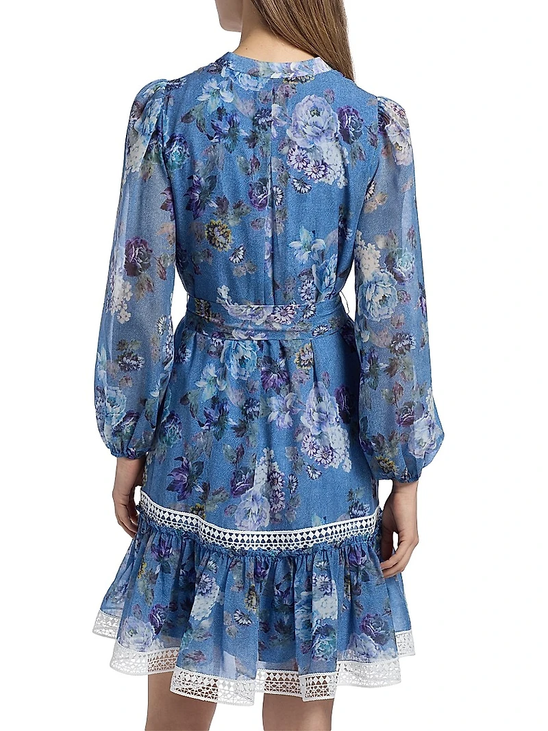 Elisa Floral Tie-Waist Minidress