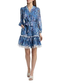 Elisa Floral Tie-Waist Minidress