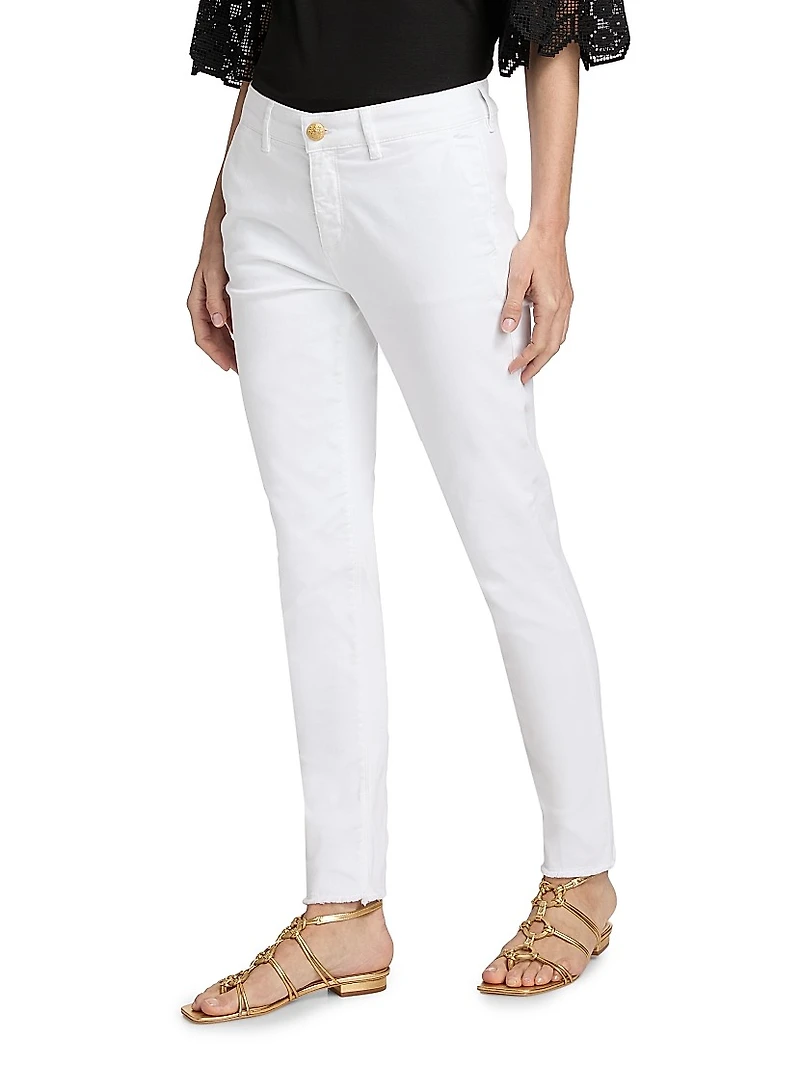 Cathy Twill Fray-Hem Pants