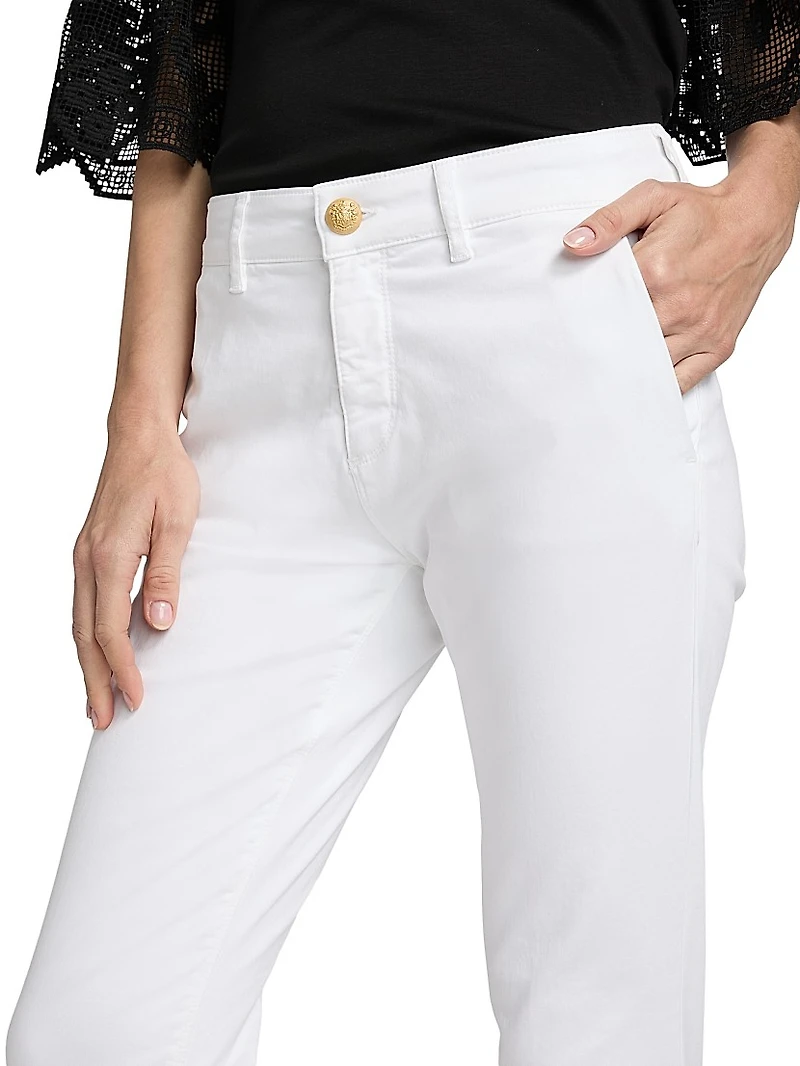 Cathy Twill Fray-Hem Pants