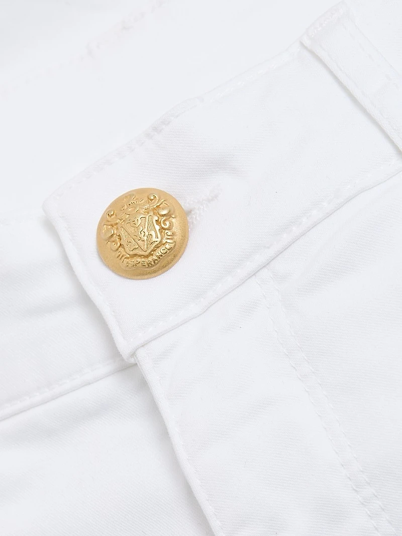 Cathy Twill Fray-Hem Pants