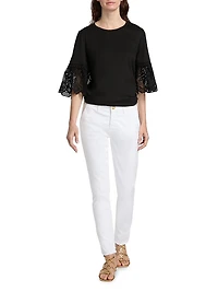 Cathy Twill Fray-Hem Pants