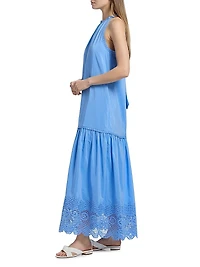 Teri Halter Lace-Trim Tiered Maxi Dress