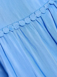 Teri Halter Lace-Trim Tiered Maxi Dress