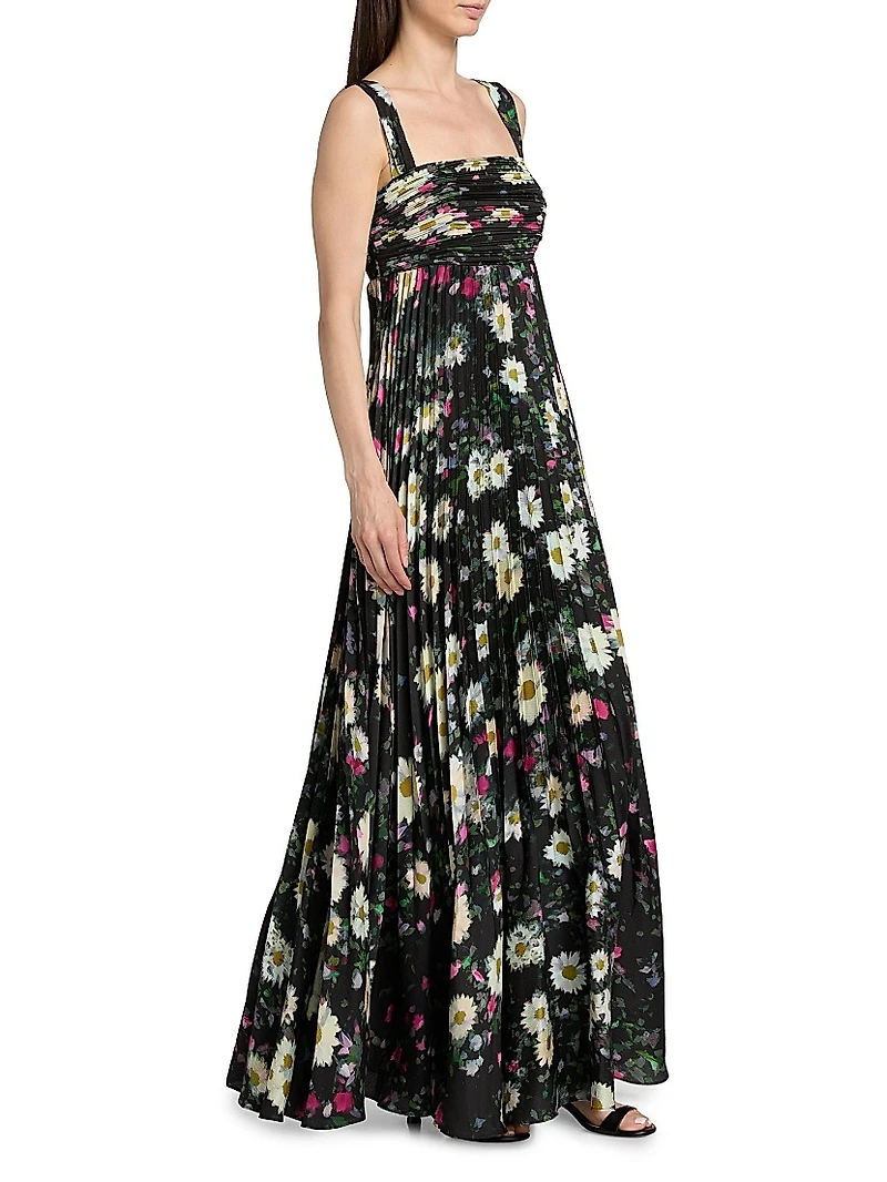 Ezra Floral Pleated Midi-Dress