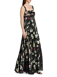 Ezra Floral Pleated Midi-Dress