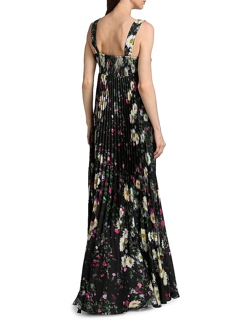 Ezra Floral Pleated Midi-Dress