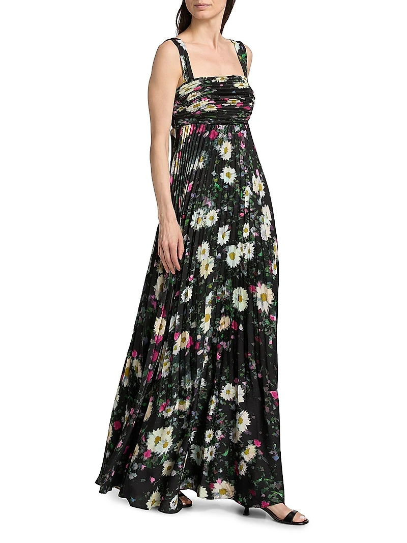 Ezra Floral Pleated Midi-Dress