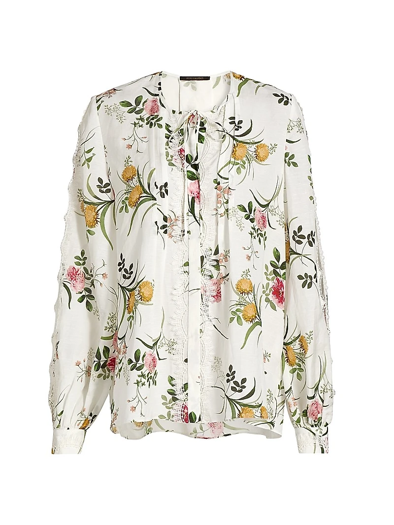 Ren Floral Lace-Trim Blouse