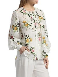 Ren Floral Lace-Trim Blouse