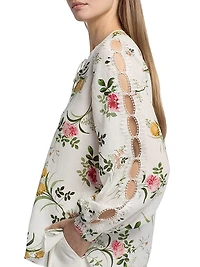 Ren Floral Lace-Trim Blouse