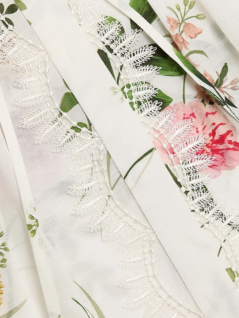 Ren Floral Lace-Trim Blouse